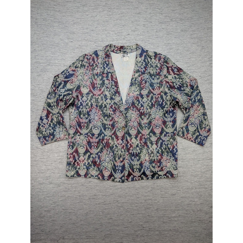 Vintage Lady Lori Jacket Womens 20W Floral Brocade Tapestry Boho Made USA 90s